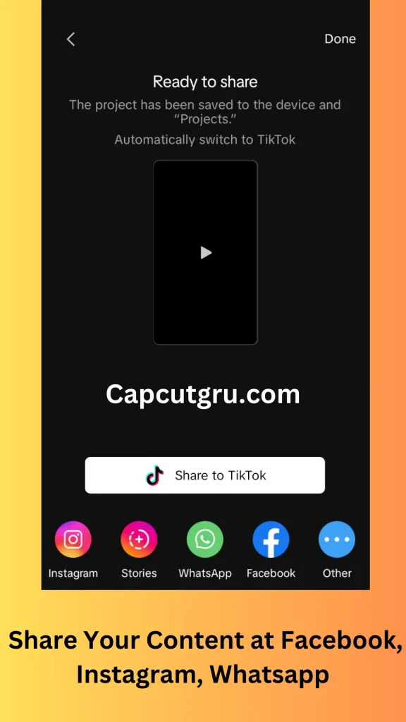 CapCut App. Video Sharing link