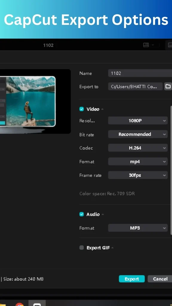 Capcut Export Options