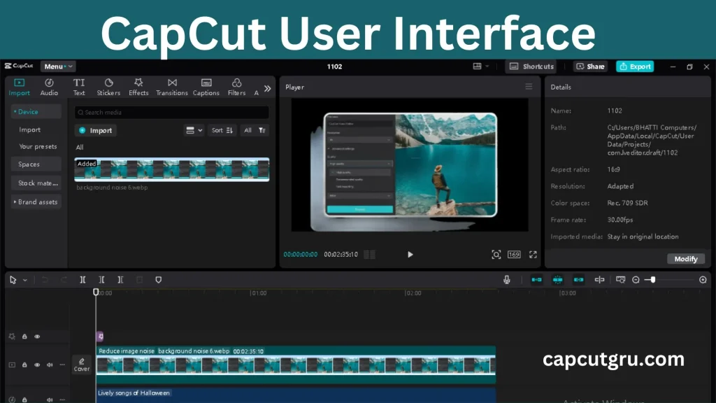 Capcut user interface