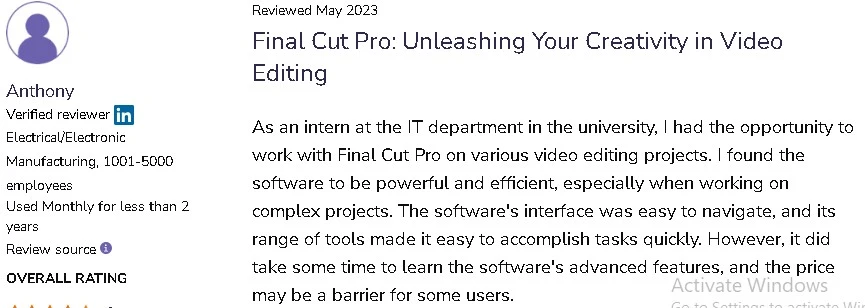 Final Cut Pro user review 2