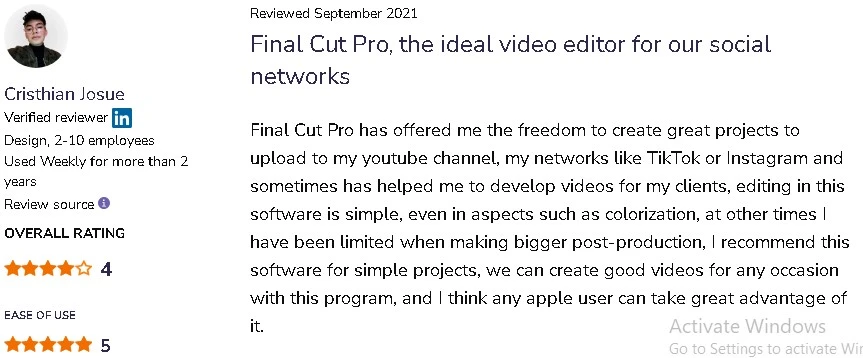 Fina Cut Pro user review